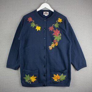 Canada North Maple Leaf Cotton Cardigan Vintage Small